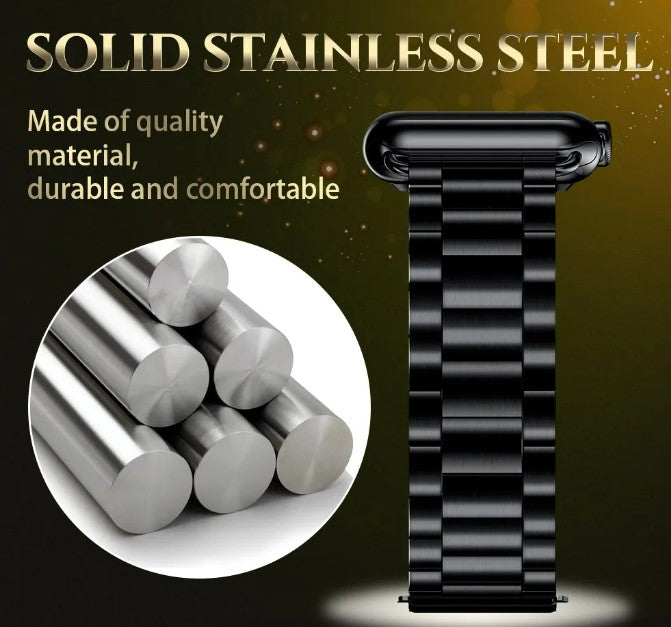 Stainless Steel Strap for Apple Watch Band 38mm - 40mm Metal Links Bracelet Smart Watch Strap - Black_2